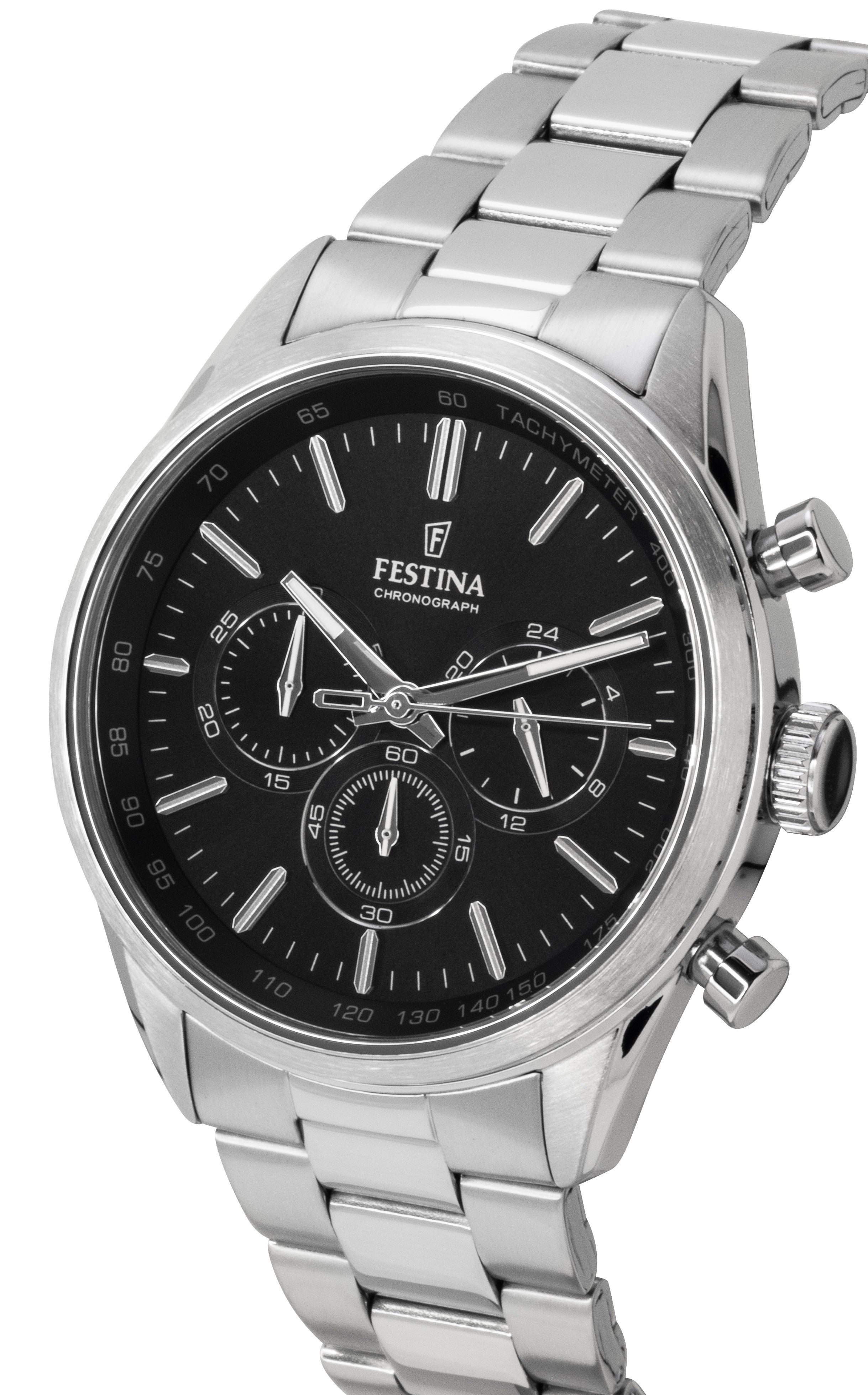 Festina Timeless Chronograph Stainless Steel Black Dial Quartz F16820-4 100M Men's Watch