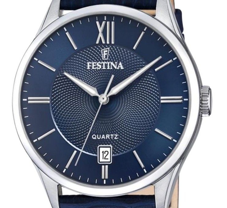 Festina Classics Leather Strap Blue Dial Quartz F20426-2 100M Men's Watch