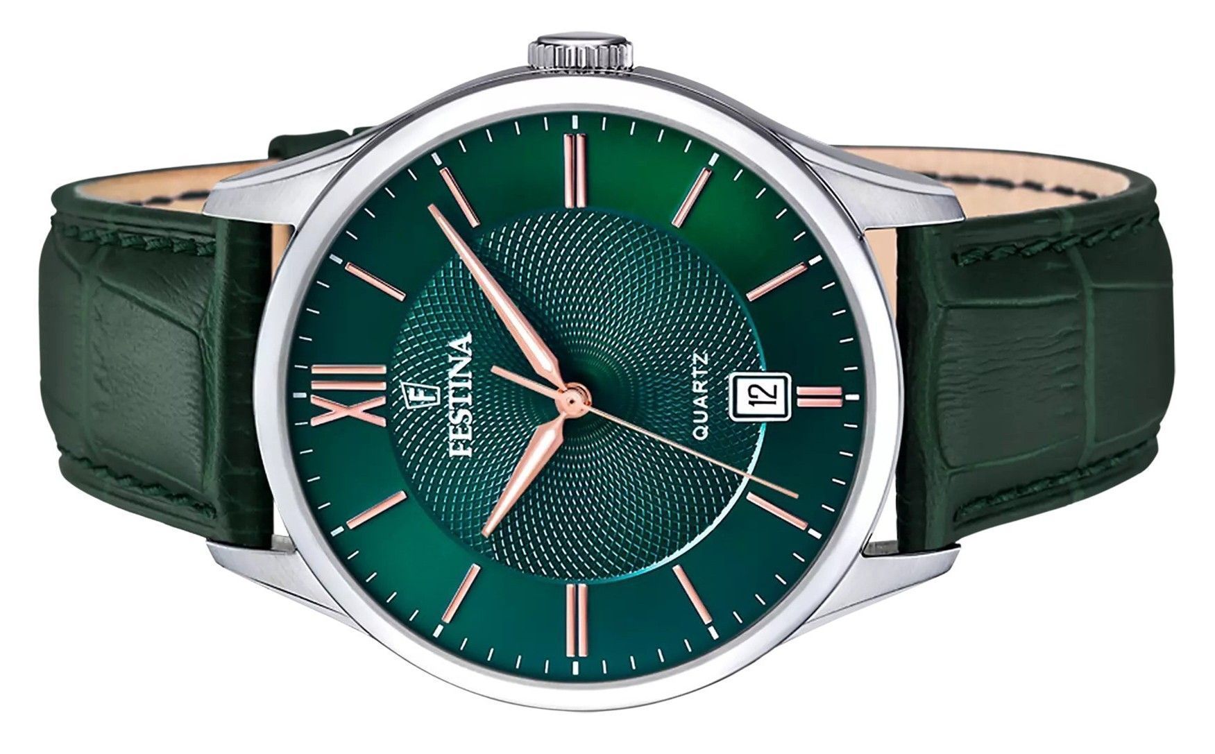 Festina Classics Leather Strap Green Dial Quartz F20426-7 Men's Watch