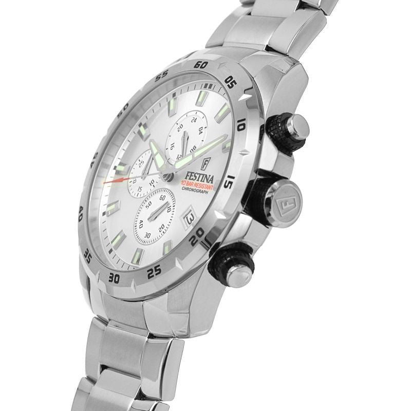 Festina Chrono Sport Stainless Steel Silver Dial Quartz F20463-1 100M Men's Watch