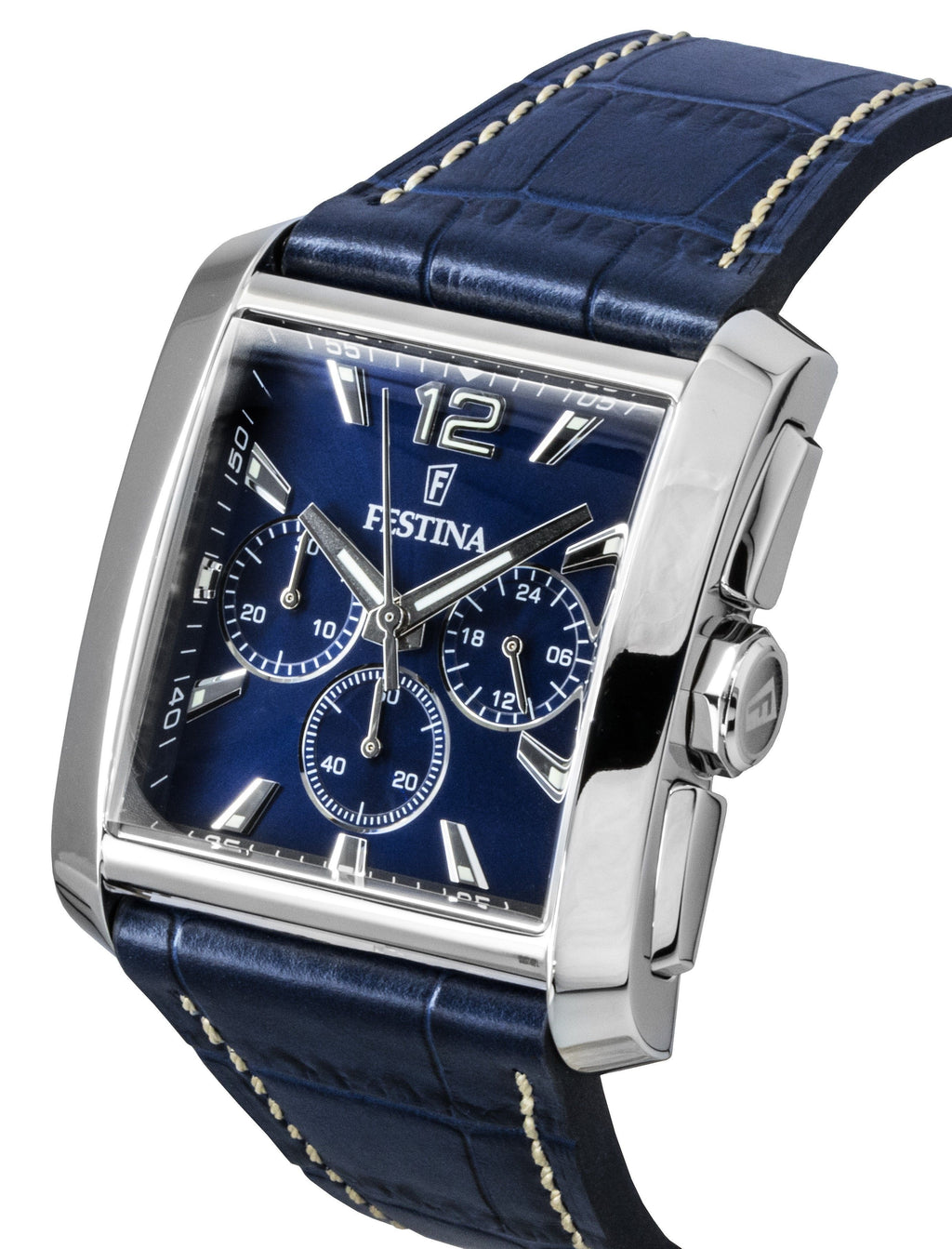 Festina Chronograph Leather Strap Blue Dial Quartz F20636-2 Men's Watch