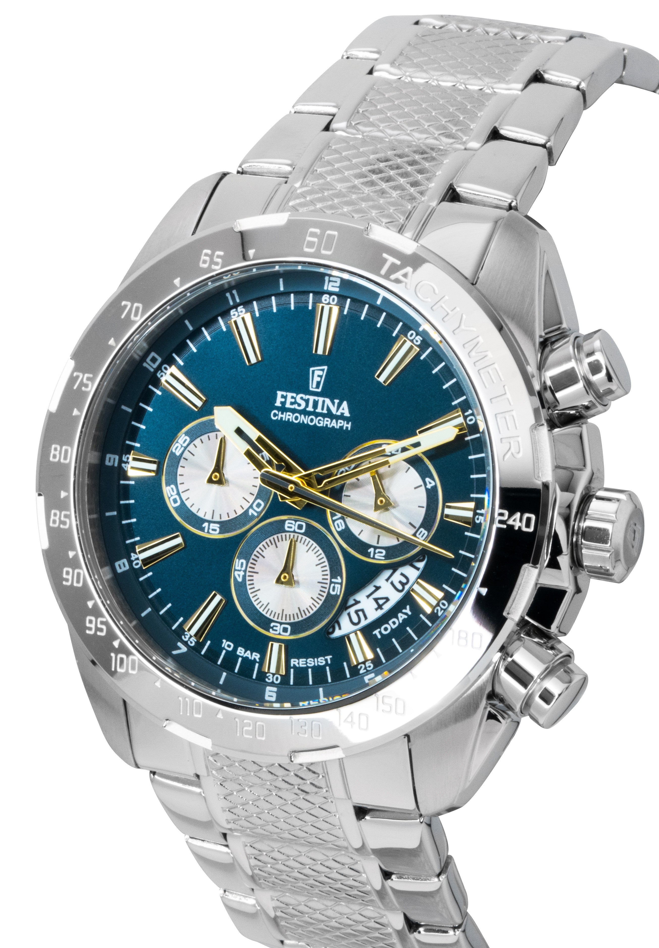 Festina Timeless Chronograph Stainless Steel Blue Dial Quartz F20668-5 100M Men's Watch