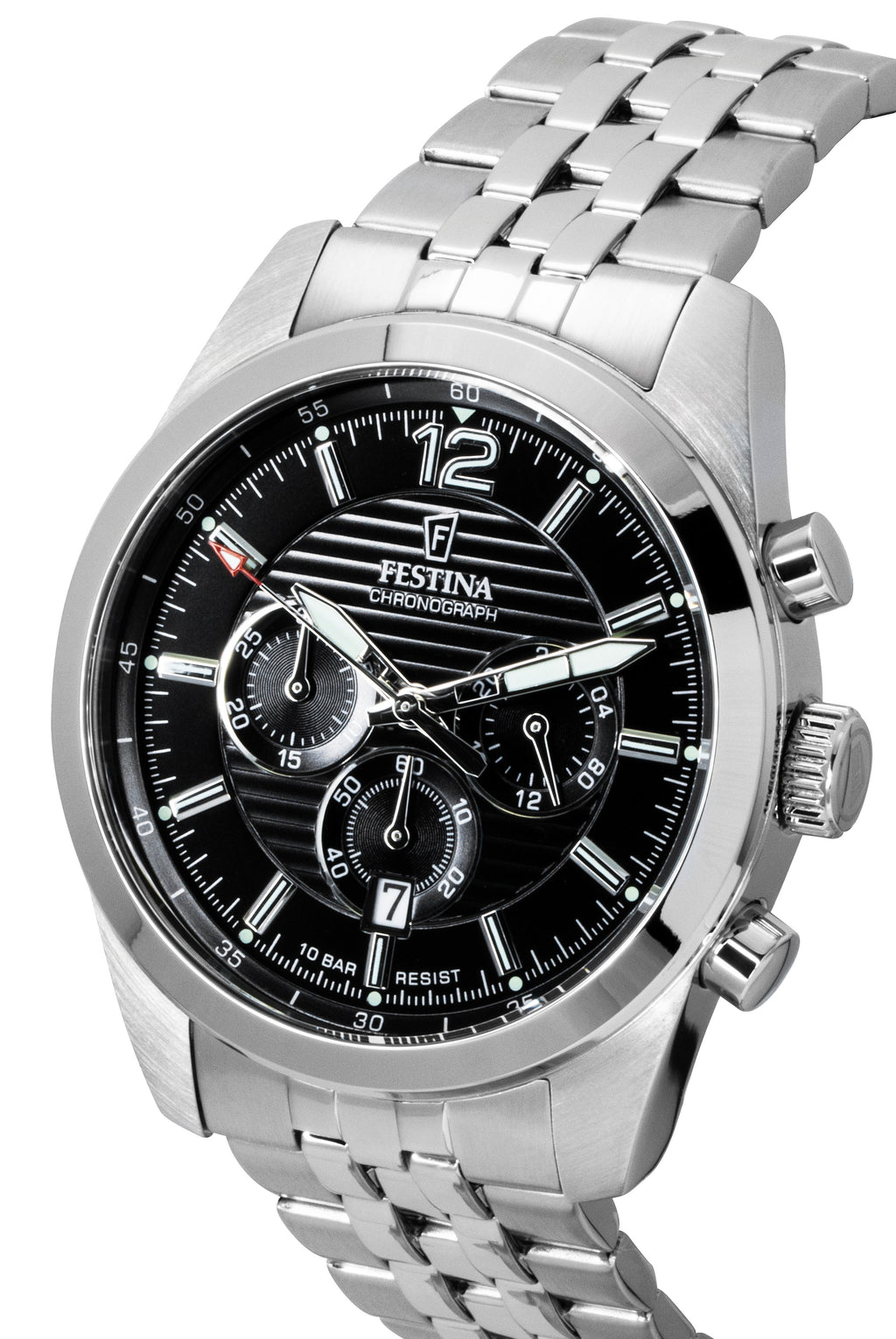 Festina Timeless Chronograph Stainless Steel Black Dial Quartz F20742-3 100M Men's Watch