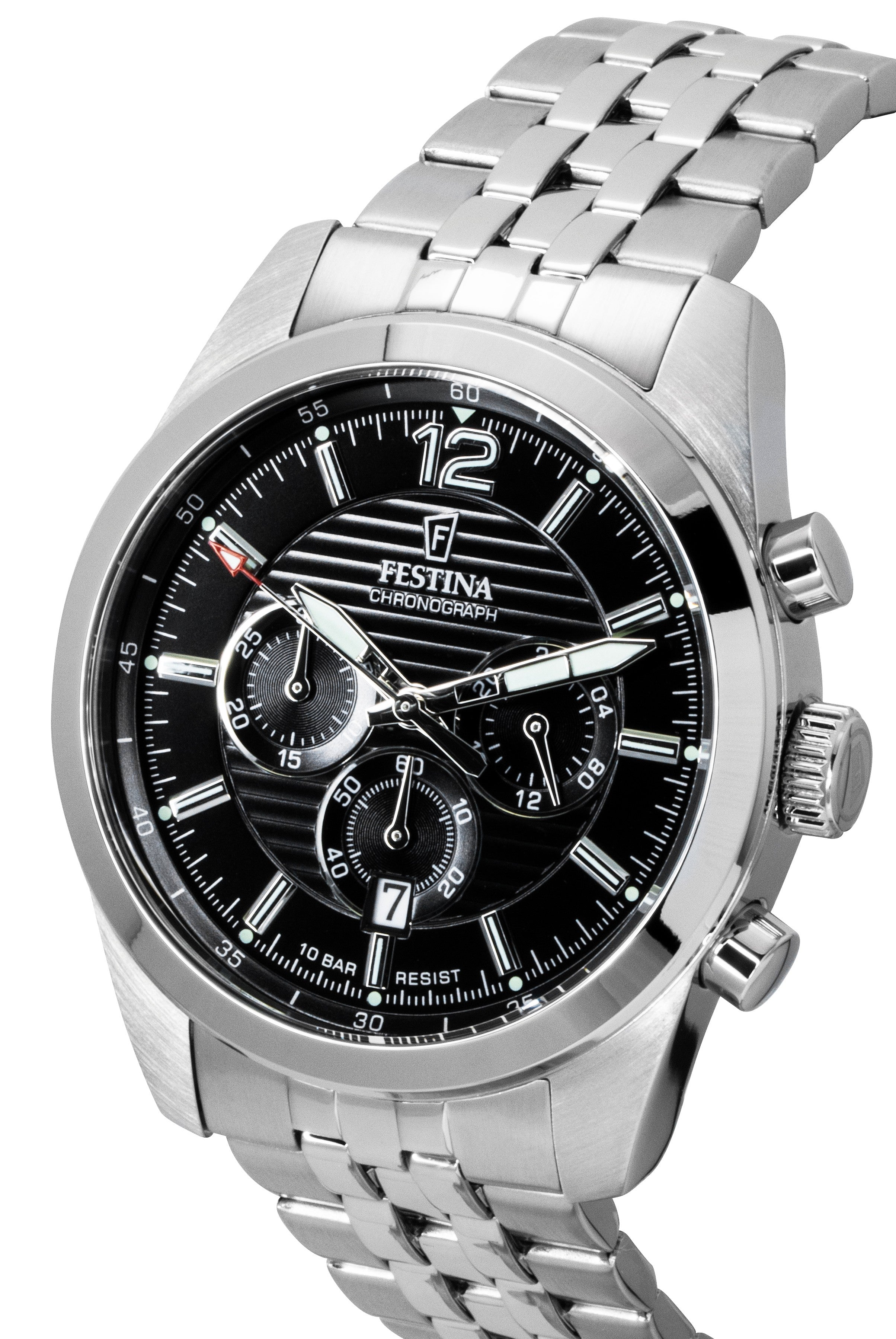 Festina Timeless Chronograph Stainless Steel Black Dial Quartz F20742-3 100M Men's Watch