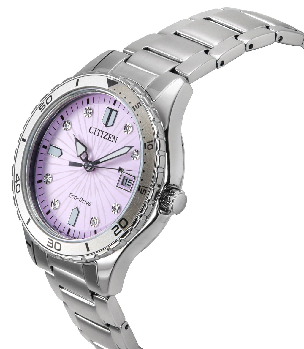 Citizen Marine Eco-Drive Stainless Steel Pink Dial FE6170-88X 100M Women's Watch