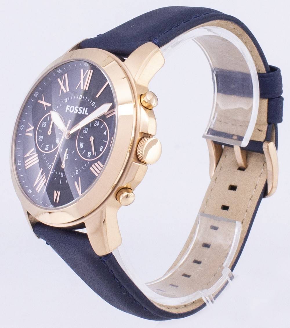 Fossil Grant Chronograph Blue Leather Strap FS4835 Men's Watch