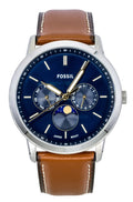 Fossil Neutra Moonphase Leather Strap Multifunction Blue Dial Quartz FS5903 Men's Watch