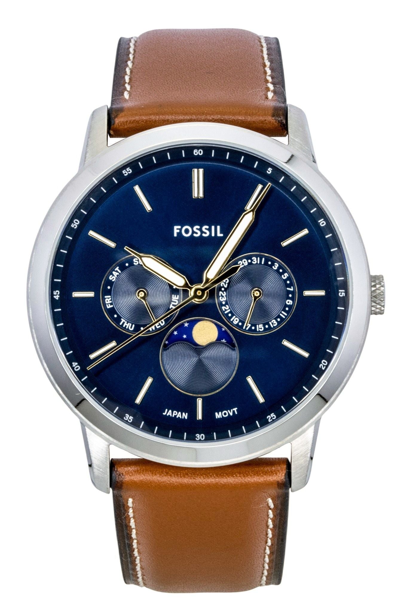 Fossil Neutra Moonphase Leather Strap Multifunction Blue Dial Quartz FS5903 Men's Watch