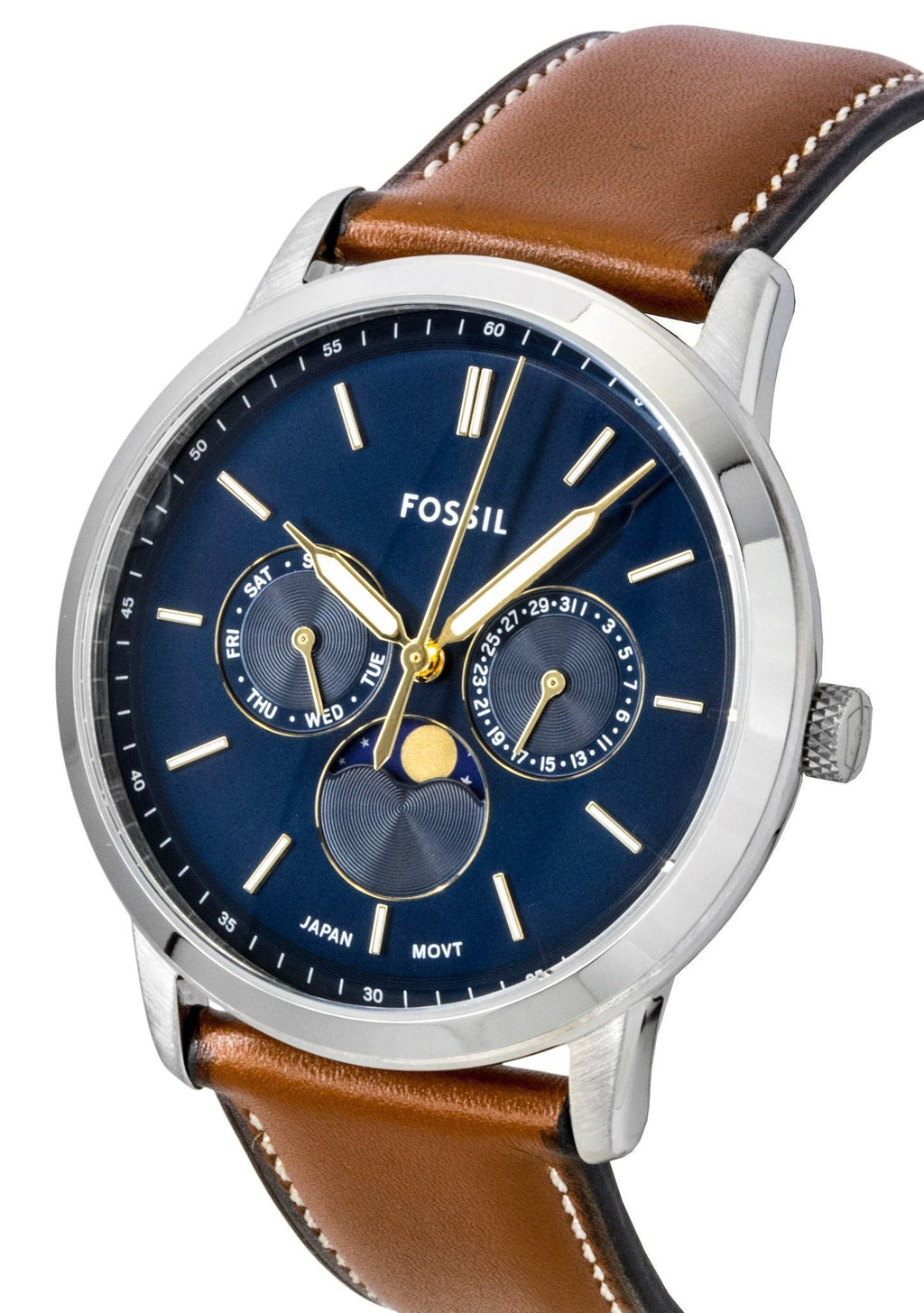 Fossil Neutra Moonphase Leather Strap Multifunction Blue Dial Quartz FS5903 Men's Watch