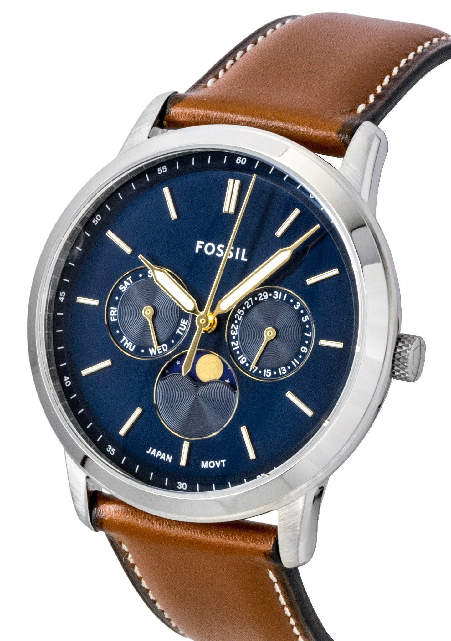 Fossil Neutra Moonphase Leather Strap Multifunction Blue Dial Quartz FS5903 Men's Watch