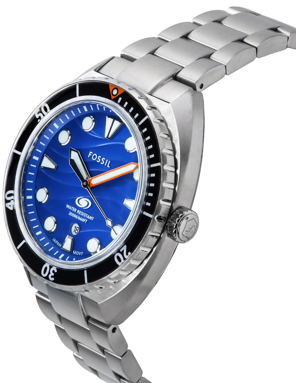 Fossil Breaker Stainless Steel Blue Dial Quartz Diver's FS6064 200M Men's Watch
