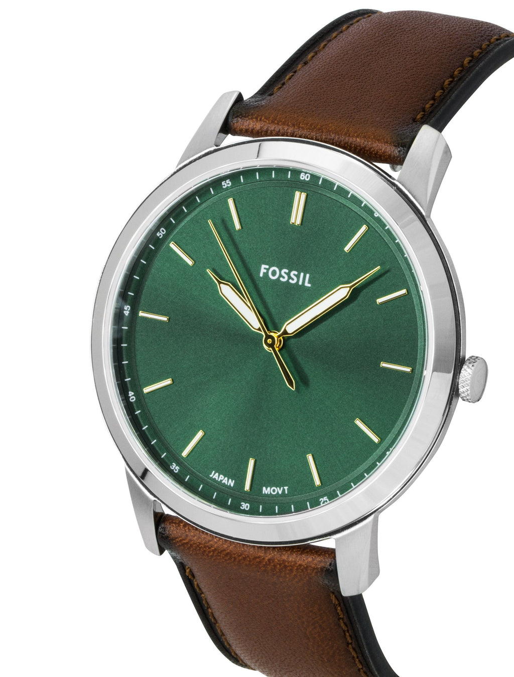Fossil Minimalist Leather Strap Green Dial Quartz FS6094 Men's Watch