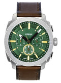 Fossil Machine Chronograph Leather Strap Green Dial Quartz FS6100 Men's Watch