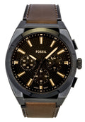Fossil Everett Chronograph Leather Strap Brown Dial Quartz FS6108 Men's Watch