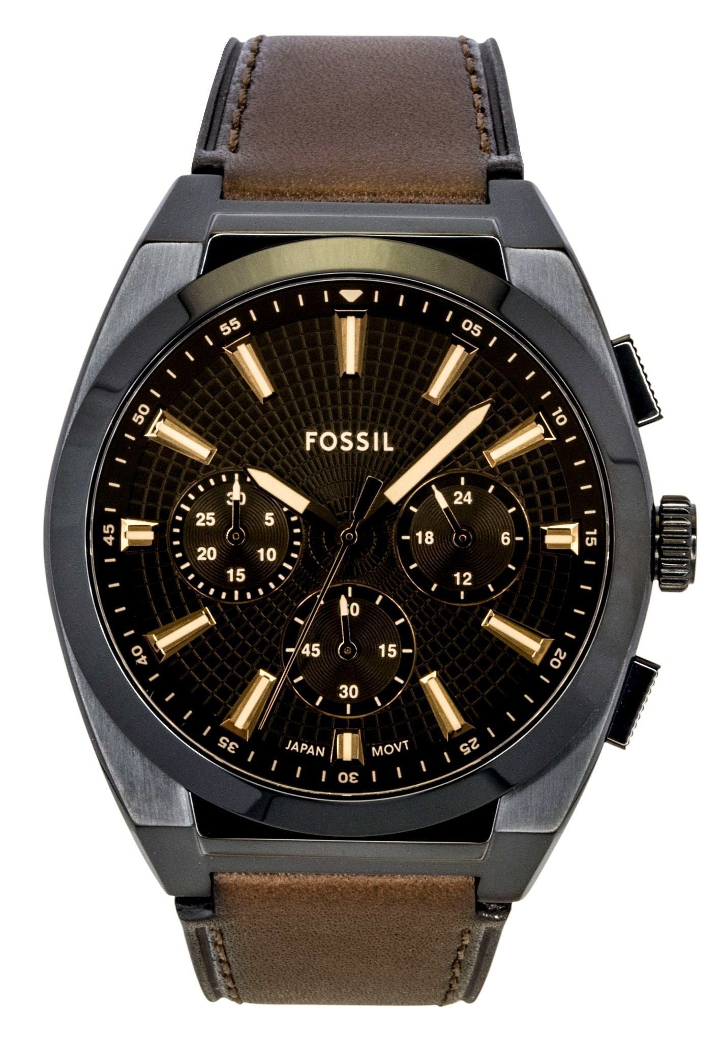 Fossil Everett Chronograph Leather Strap Brown Dial Quartz FS6108 Men's Watch