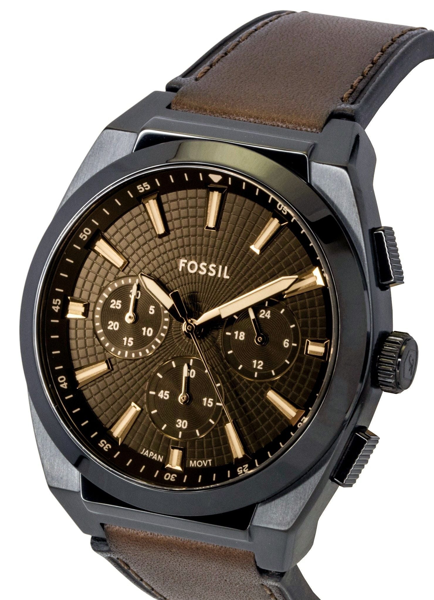 Fossil Everett Chronograph Leather Strap Brown Dial Quartz FS6108 Men's Watch