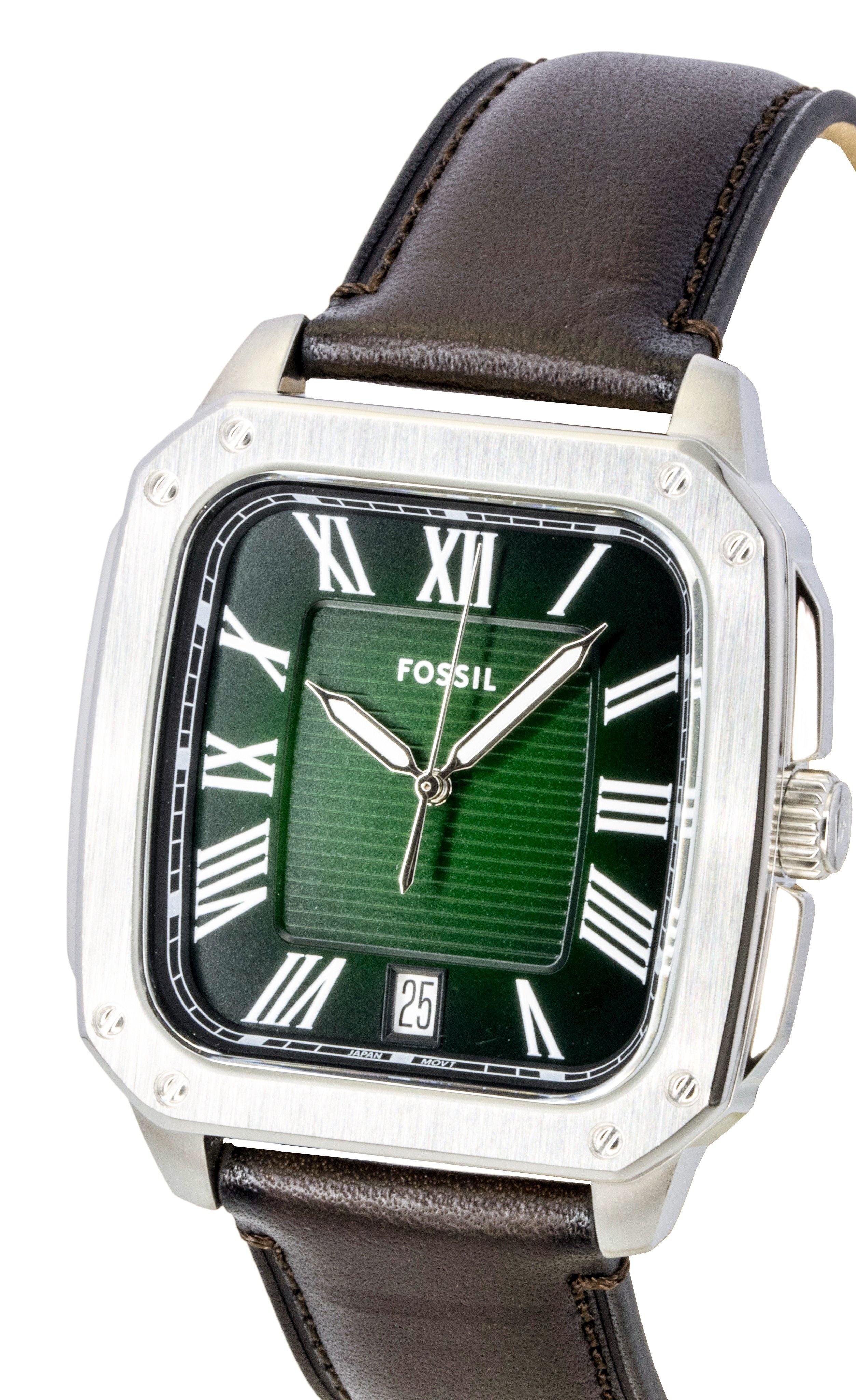 Fossil Crosby Leather Strap Green Dial Quartz FS6150 Men's Watch