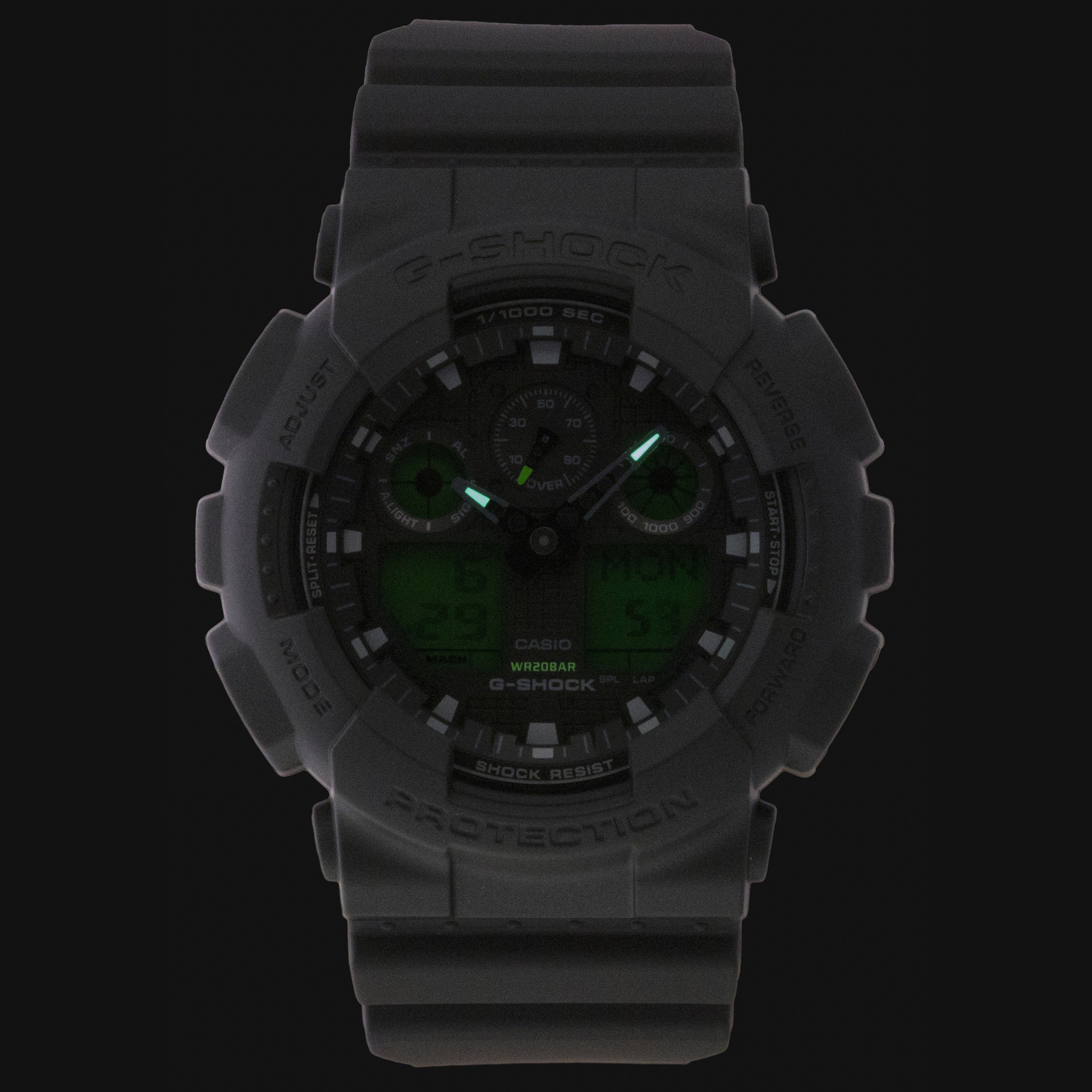 Casio G-Shock Analog Digital Black Dial Resin Quartz GA-100BEG-1A 200M Men's Watch