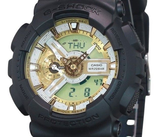 Casio G-Shock Analog Digital Resin Strap Gold Dial Quartz GA-110CD-1A9 200M Men's Watch