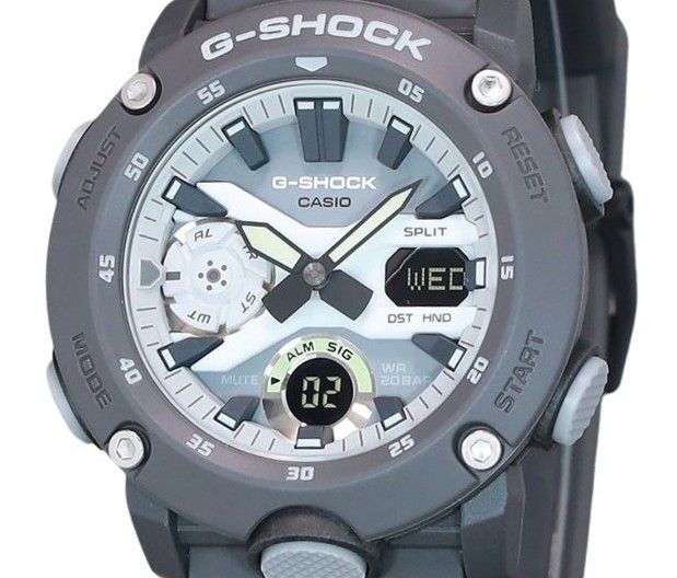 Casio G-Shock Hidden Glow Series Analog Digital Resin Strap Grey Dial Quartz GA-2000HD-8A 200M Men's Watch