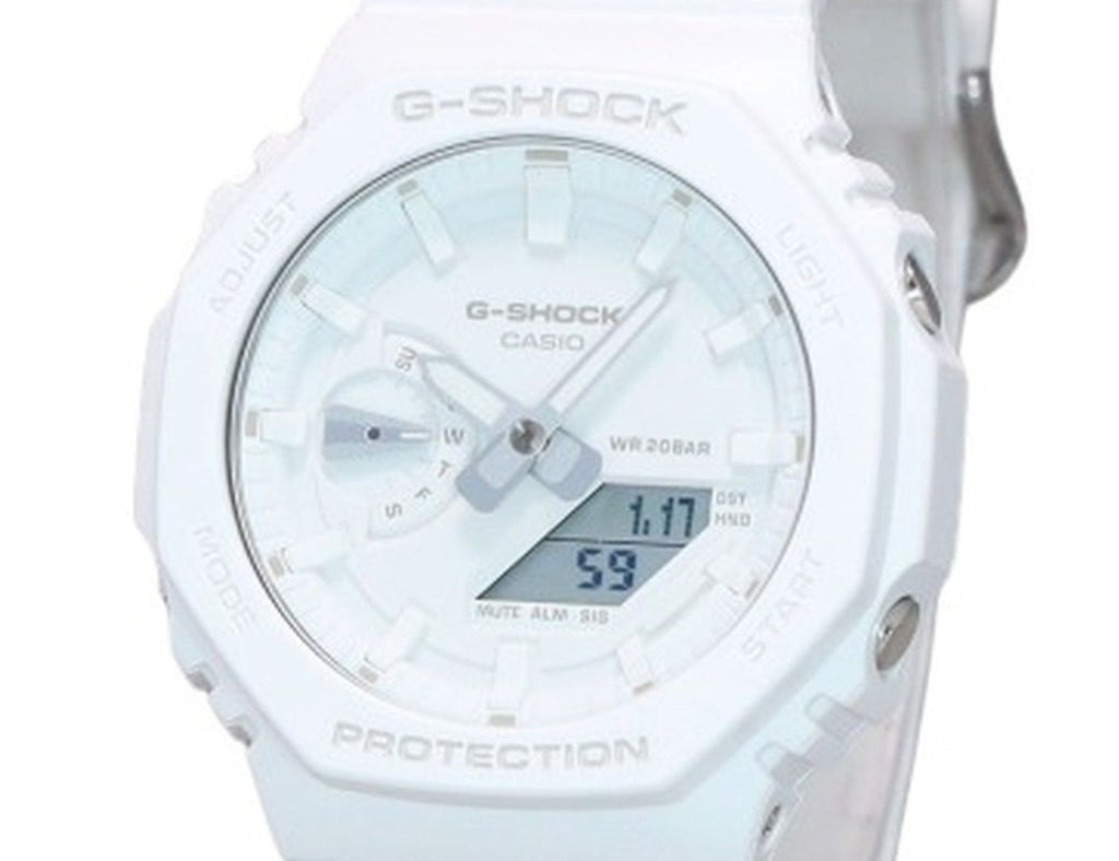 Casio G-Shock Tone-on-Tone Analog Digital Resin Strap White Dial Quartz GA-2100-7A7 Men's Watch