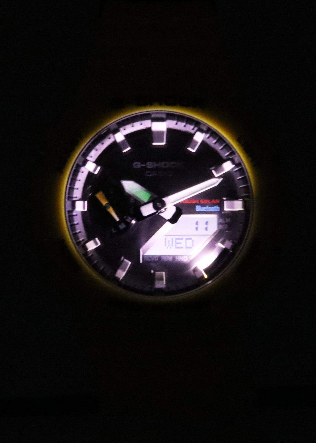 Casio G-Shock Mobile Link Analog Digital Yellow Resin Strap Black Dial Solar GA-B2100C-9A 200M Men's Watch