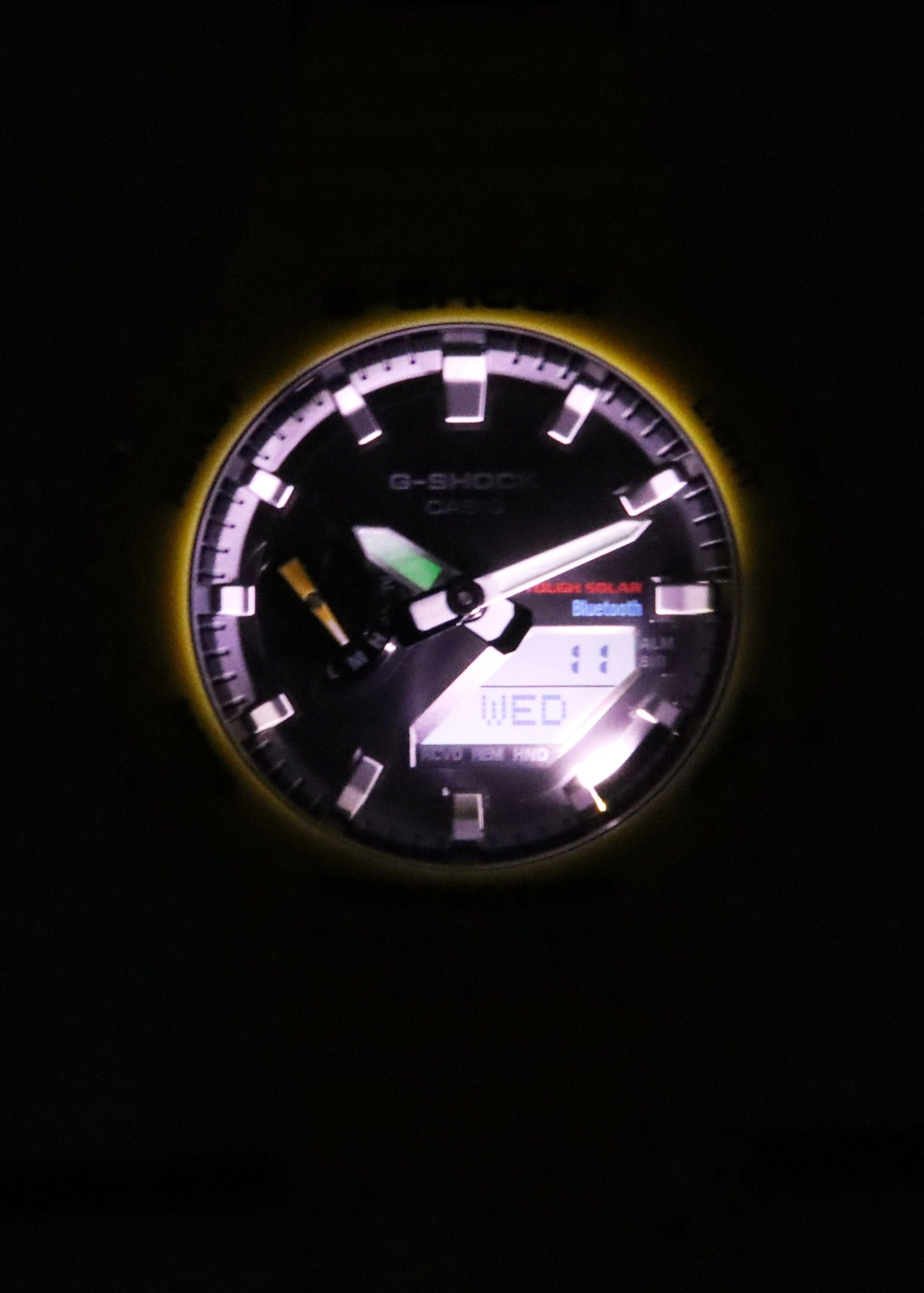 Casio G-Shock Mobile Link Analog Digital Yellow Resin Strap Black Dial Solar GA-B2100C-9A 200M Men's Watch
