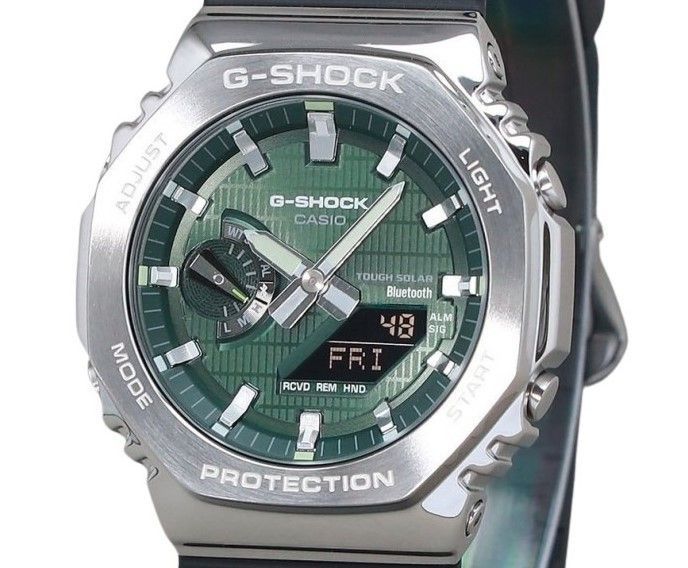 Casio G-Shock G-Steel Analog Digital Smartphone Link Resin Strap Green Dial Tough Solar GBM-2100A-1A3 200M Men's Watch