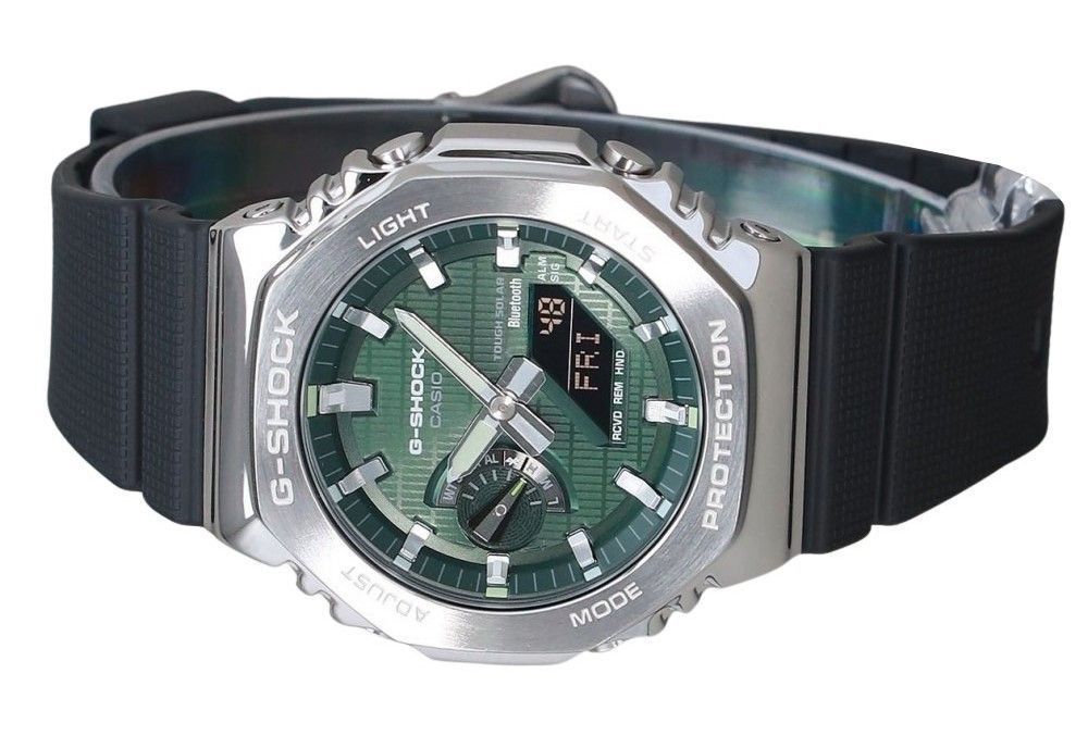 Casio G-Shock G-Steel Analog Digital Smartphone Link Resin Strap Green Dial Tough Solar GBM-2100A-1A3 200M Men's Watch