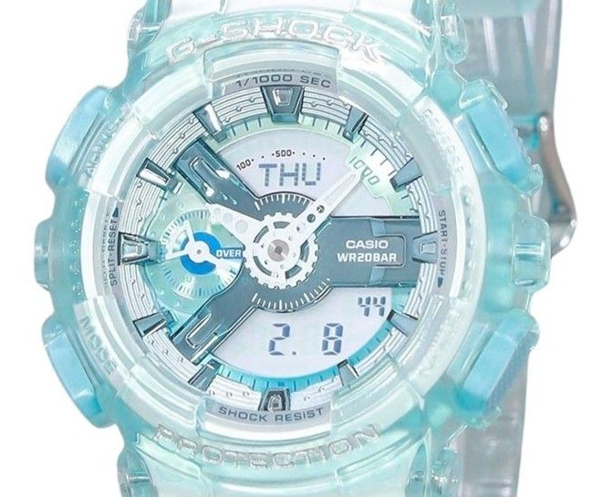 Casio G-Shock Analog Digital Translucent Light Blue Multicolor Dial Quartz GMA-S110VW-2A 200M Women's Watch
