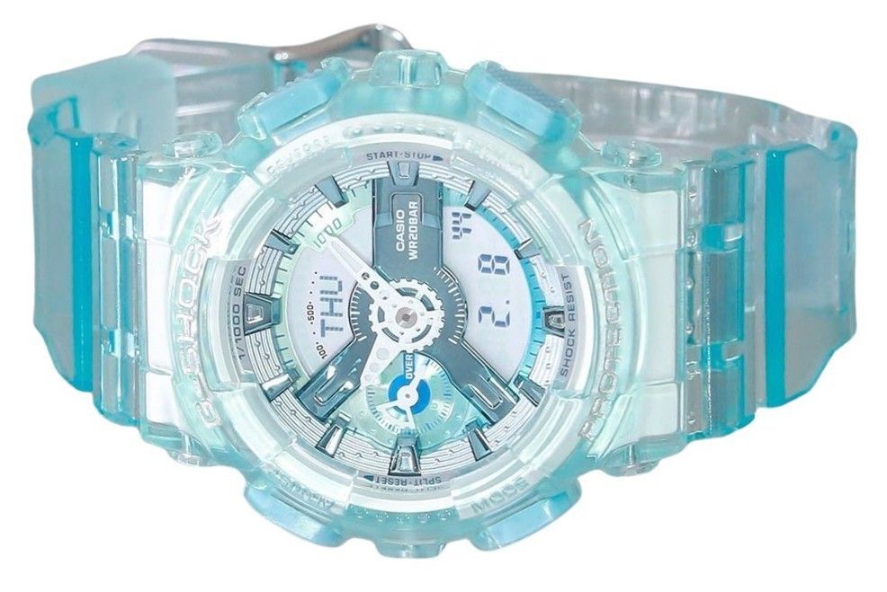 Casio G-Shock Analog Digital Translucent Light Blue Multicolor Dial Quartz GMA-S110VW-2A 200M Women's Watch