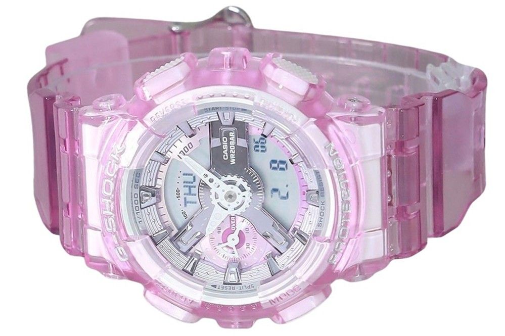 Casio G-Shock Analog Digital Virtual Worlds Translucent Pink Multicolor Dial Quartz GMA-S110VW-4A 200M Women's Watch