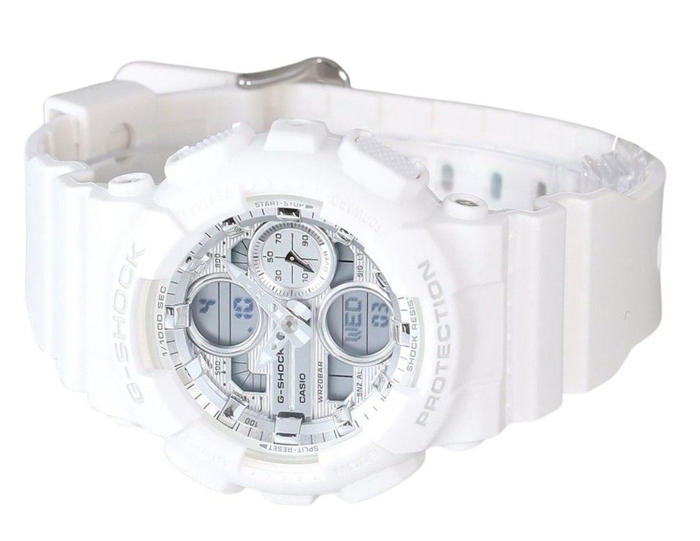Casio G-Shock Analog Digital Bio Based White Resin Strap Silver Dial Quartz GMA-S140VA-7A 200M Women's Watch