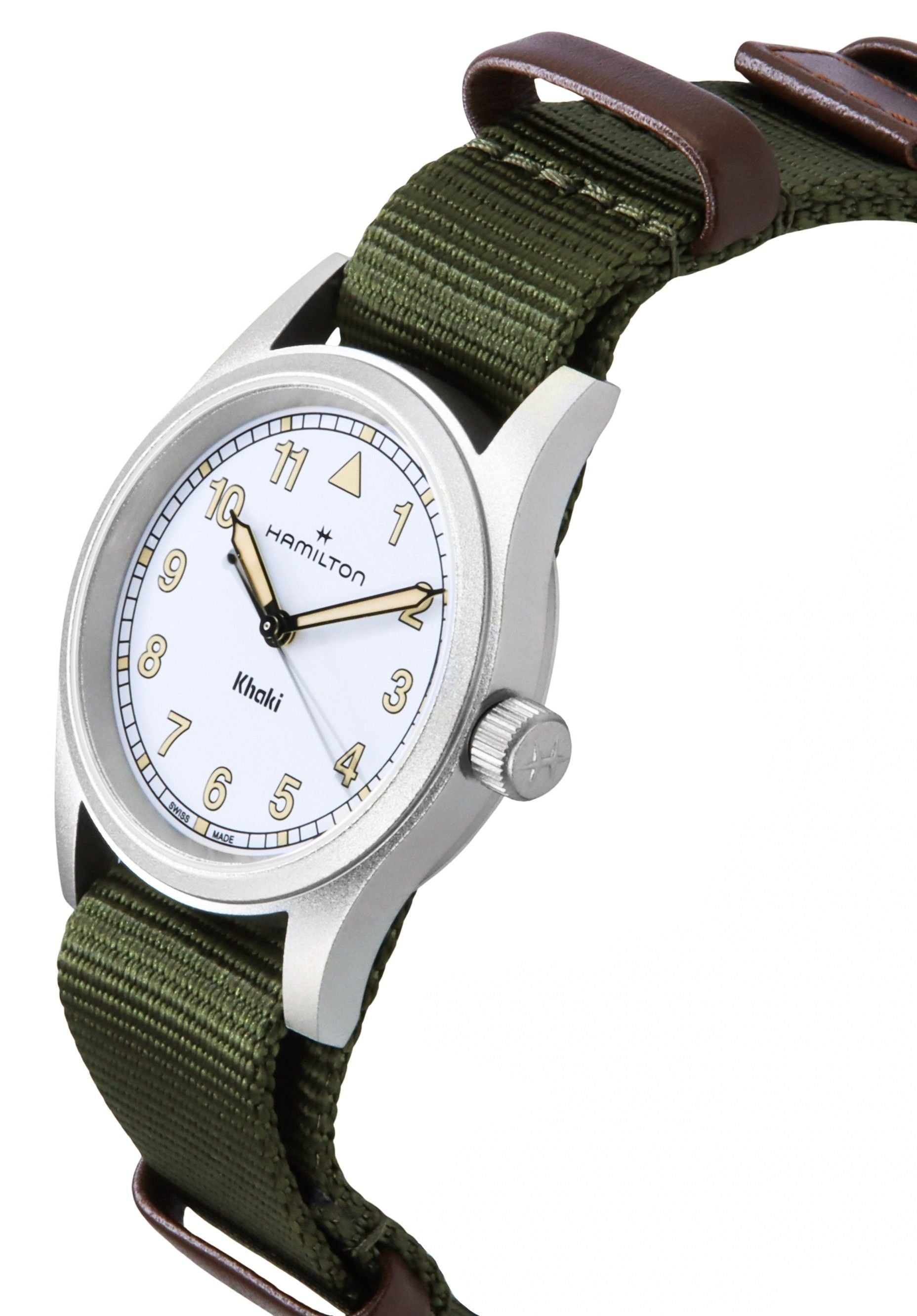 Hamilton Khaki Field Textile Strap White Dial Quartz H69301910 Unisex Watch