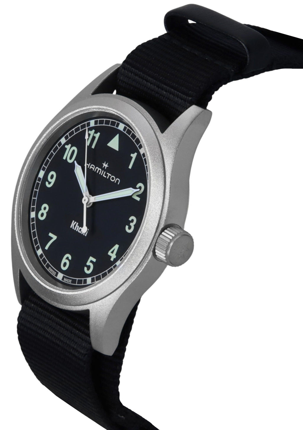 Hamilton Khaki Field Textile Strap Black Dial Quartz H69401430 Unisex Watch