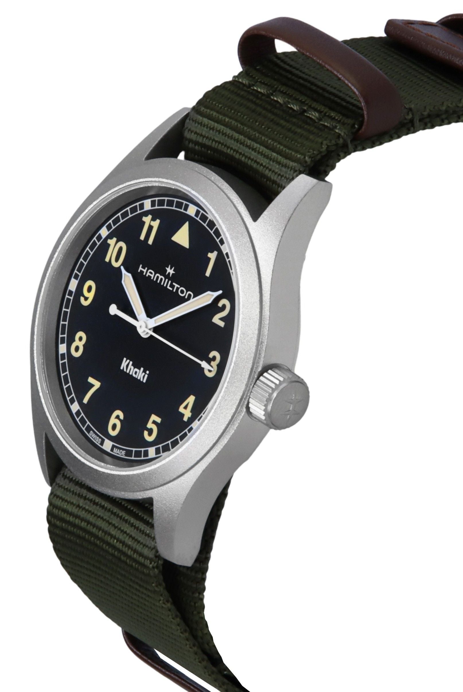 Hamilton Khaki Field Textile Strap Black Dial Quartz H69401930 Unisex Watch