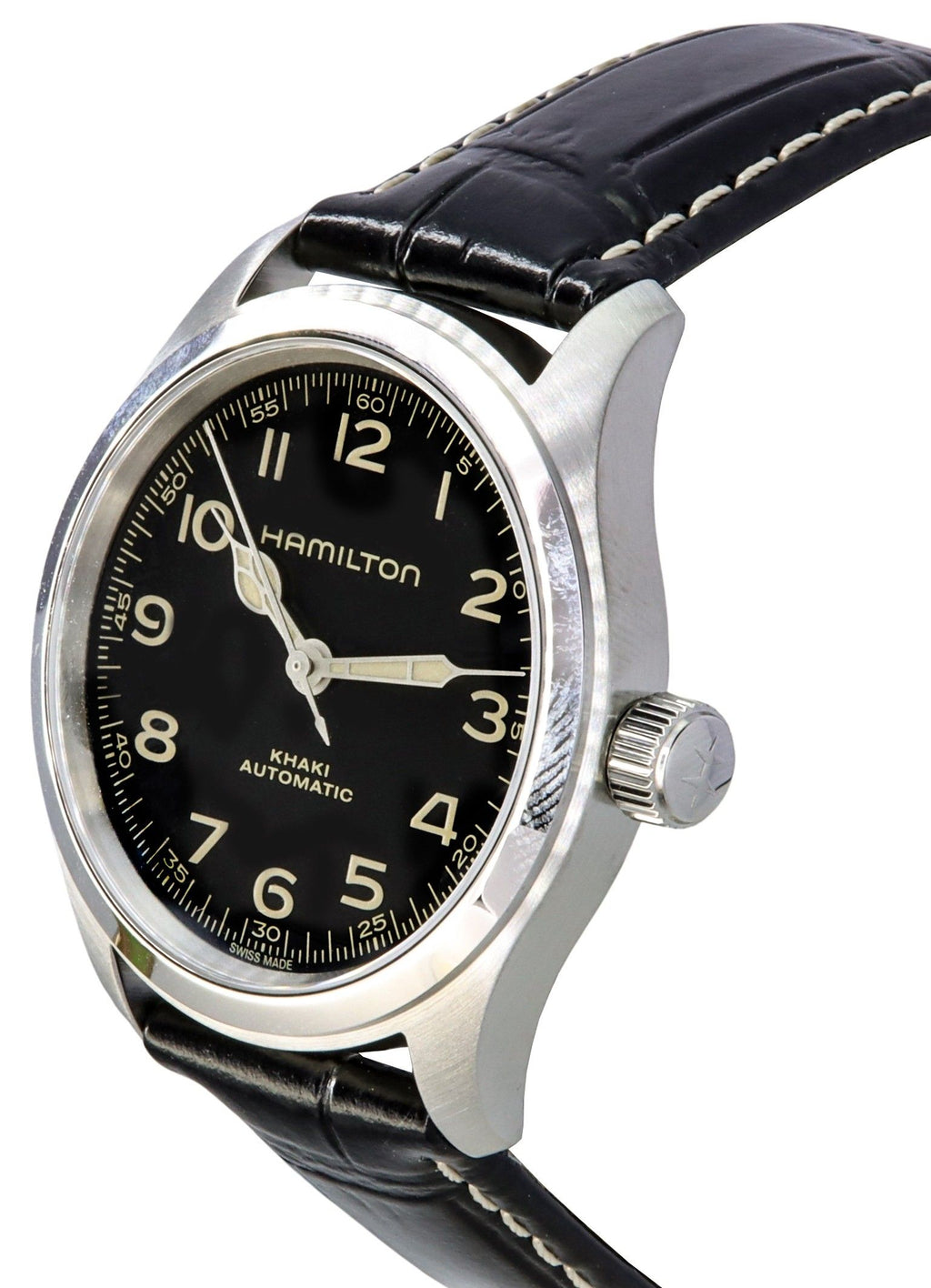 Hamilton Khaki Field Murph Leather Strap Black Dial Automatic H70405730 100M Men's Watch