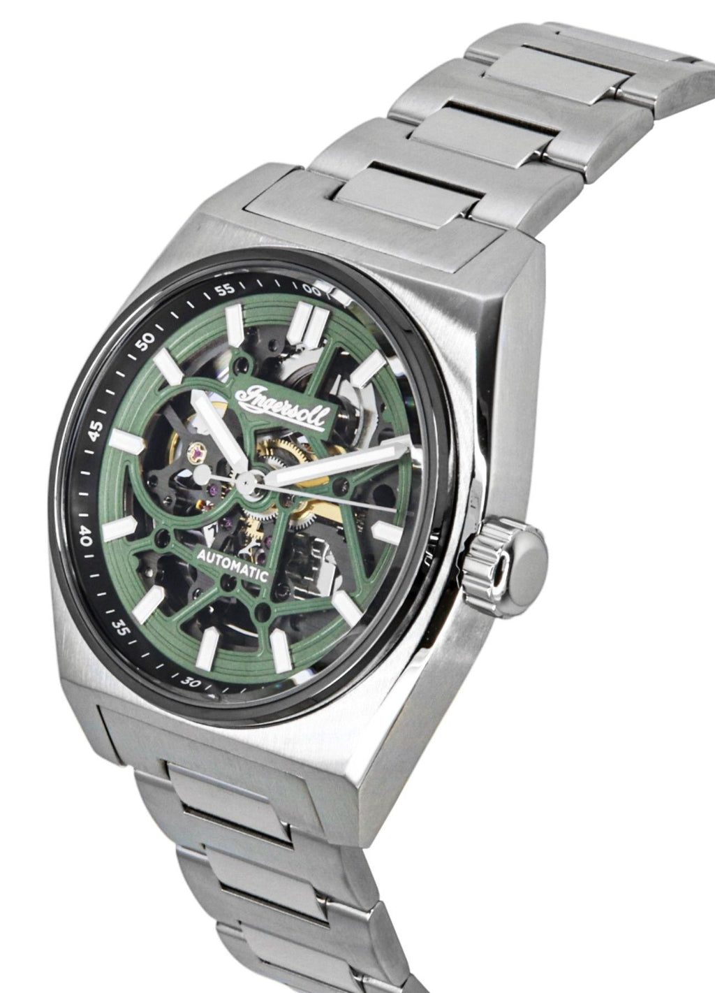 Ingersoll Vert Stainless Steel Green Skeleton Dial Automatic I14304 Men's Watch