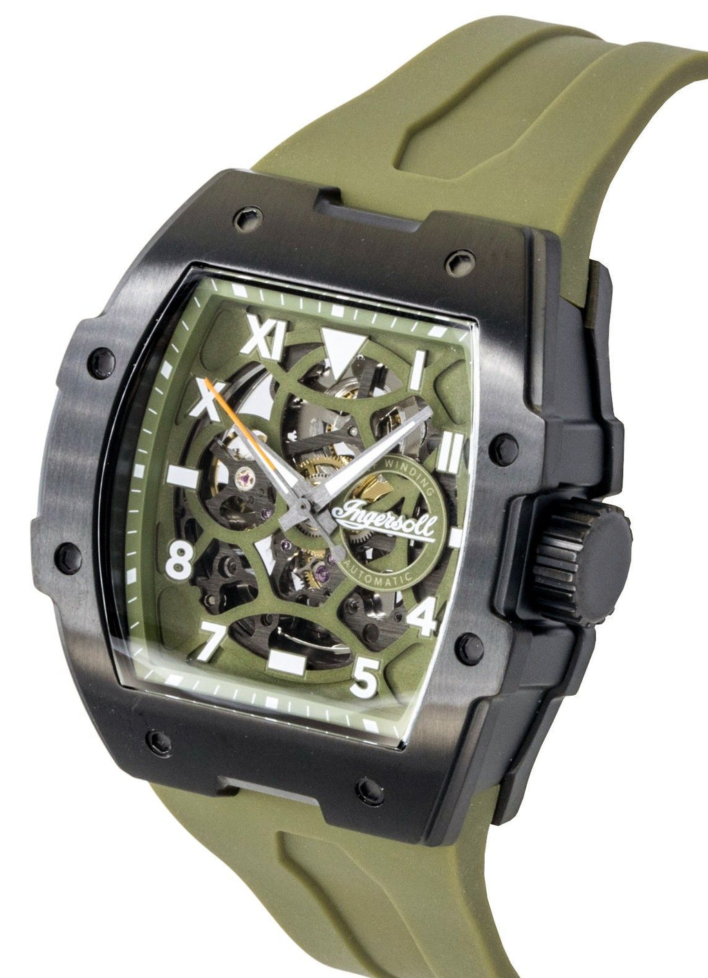 Ingersoll The Play Polyurethane Strap Green Skeleton Dial Automatic I15303 Men's Watch