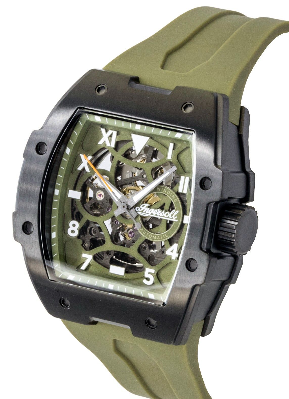 Ingersoll The Play Polyurethane Strap Green Skeleton Dial Automatic I15303 Men's Watch