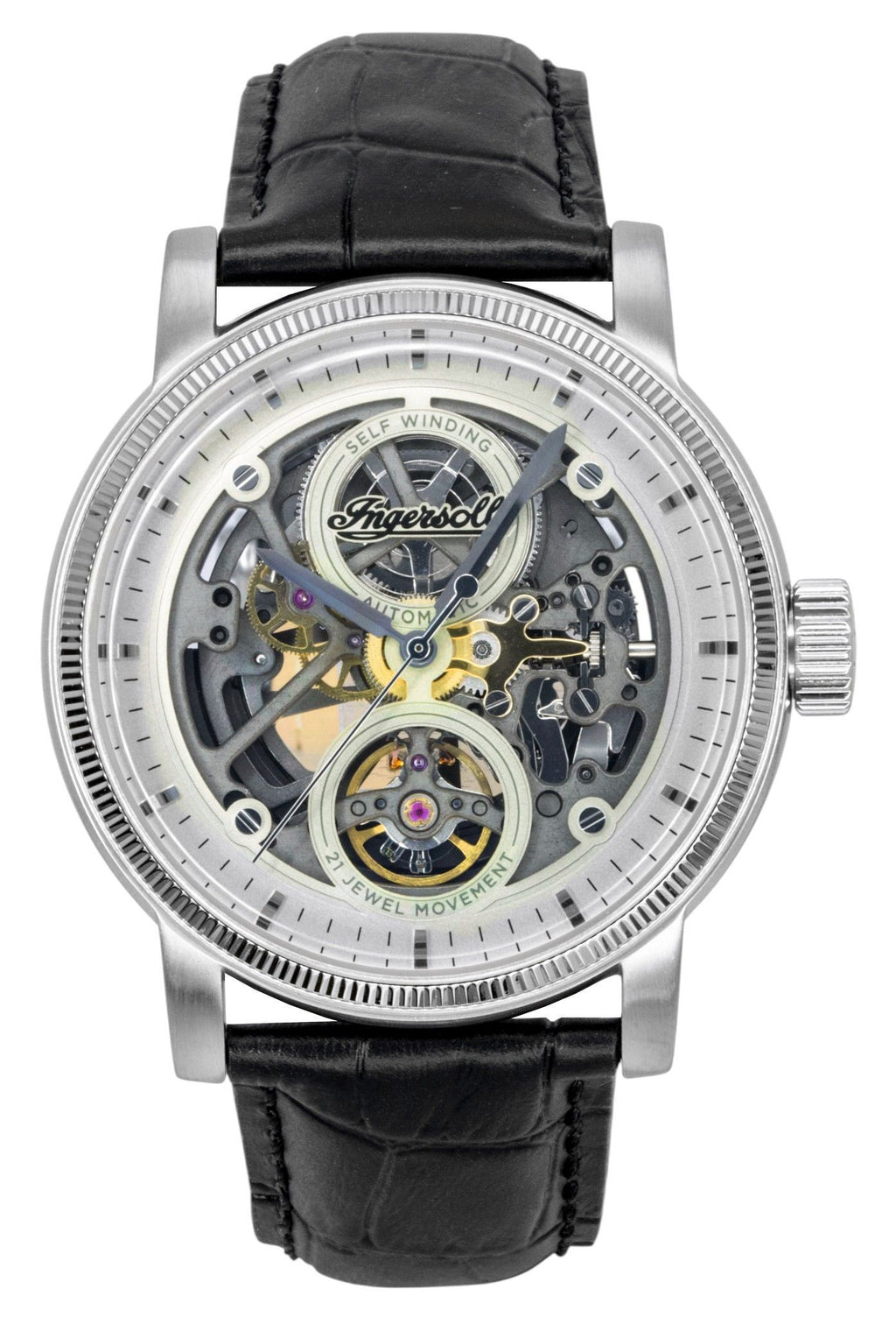 Ingersoll The Guy Leather Strap Grey Skeleton Dial Automatic I17501 Men's Watch