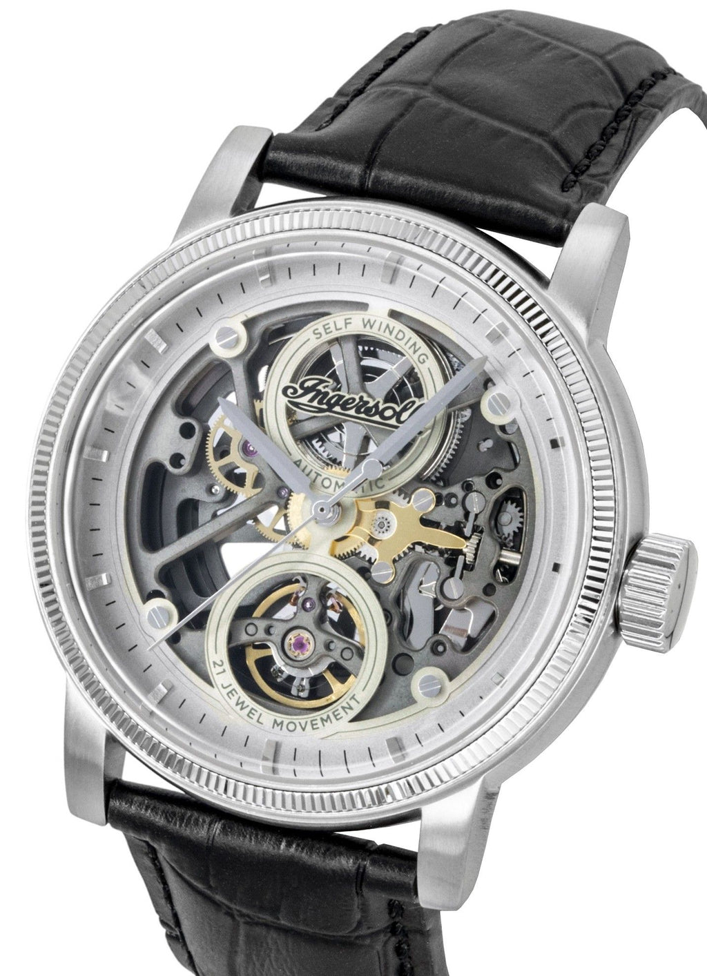 Ingersoll The Guy Leather Strap Grey Skeleton Dial Automatic I17501 Men's Watch