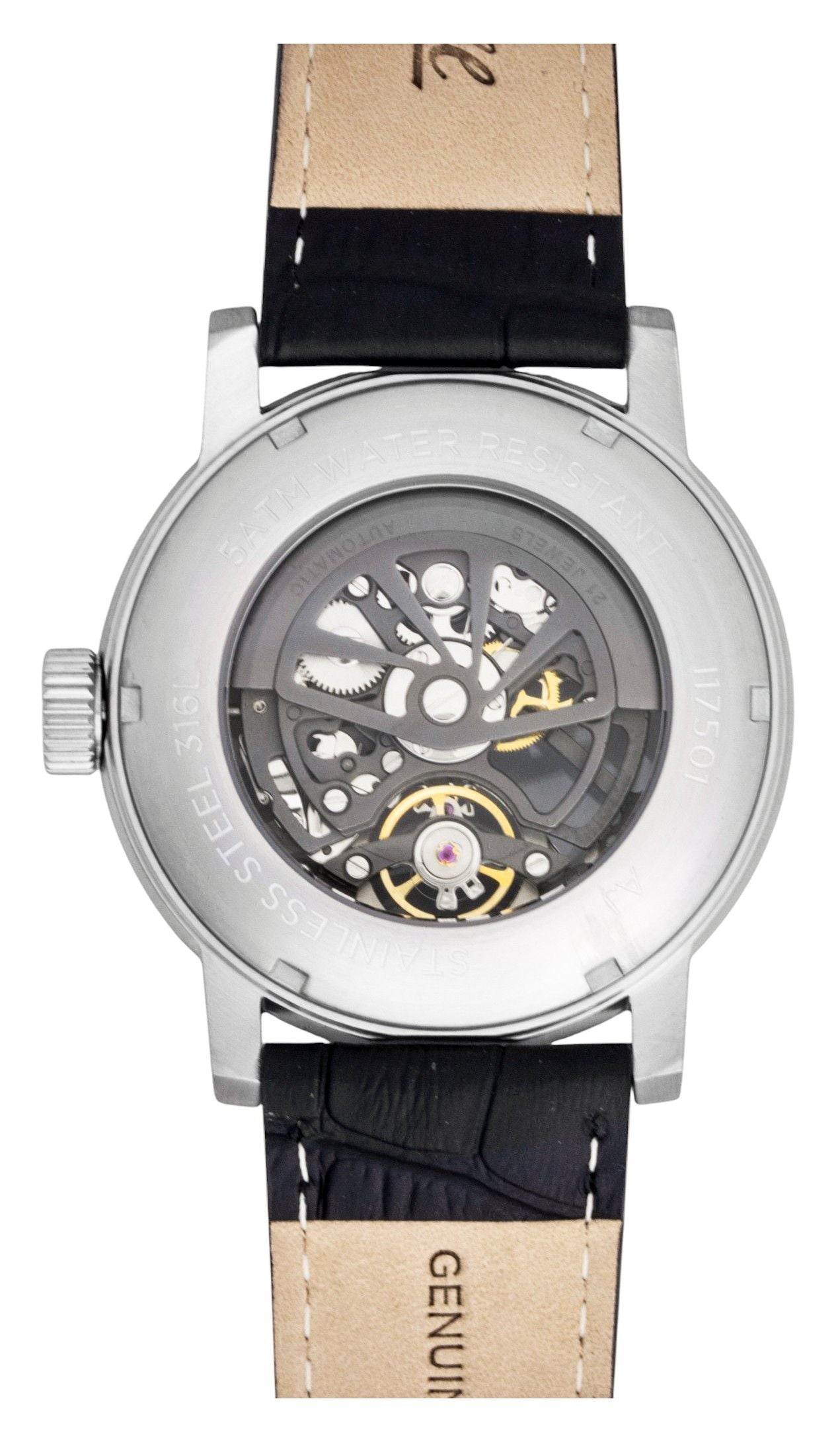 Ingersoll The Guy Leather Strap Grey Skeleton Dial Automatic I17501 Men's Watch