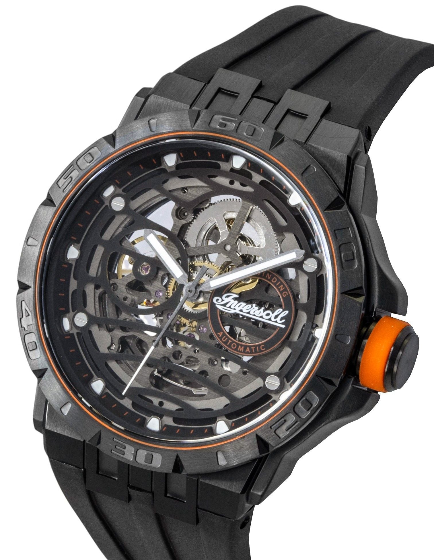 Ingersoll The Rigger Polyurethane Strap Black Skeleton Dial Automatic I17902 Men's Watch
