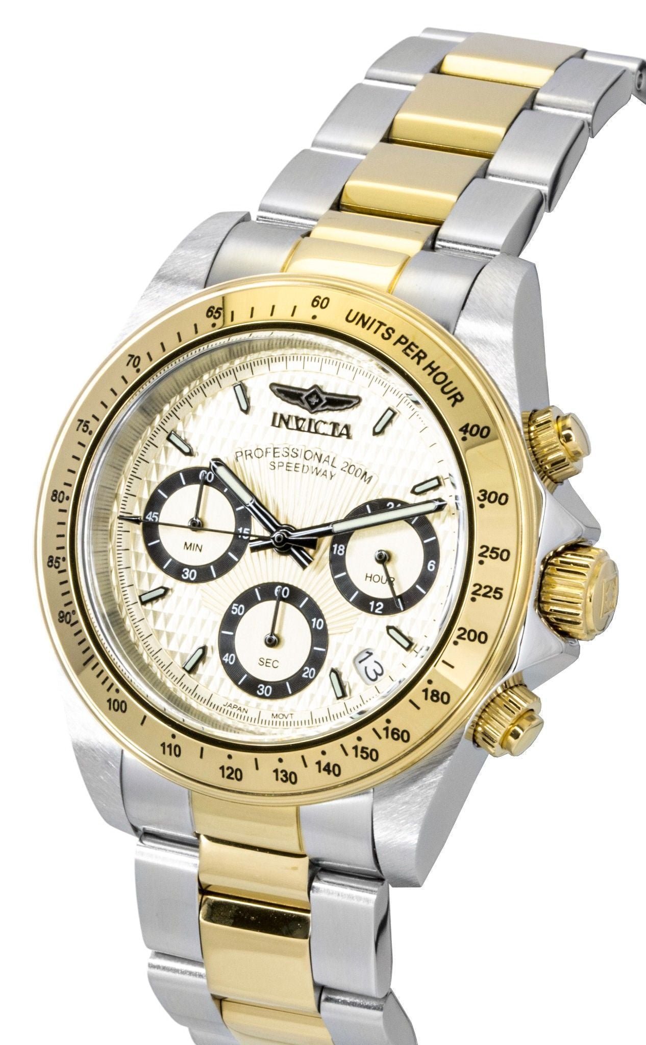 Invicta Speedway Two Tone Stainless Steel Gold Tone Dial Quartz Diver's 14930 200M Men's Watch