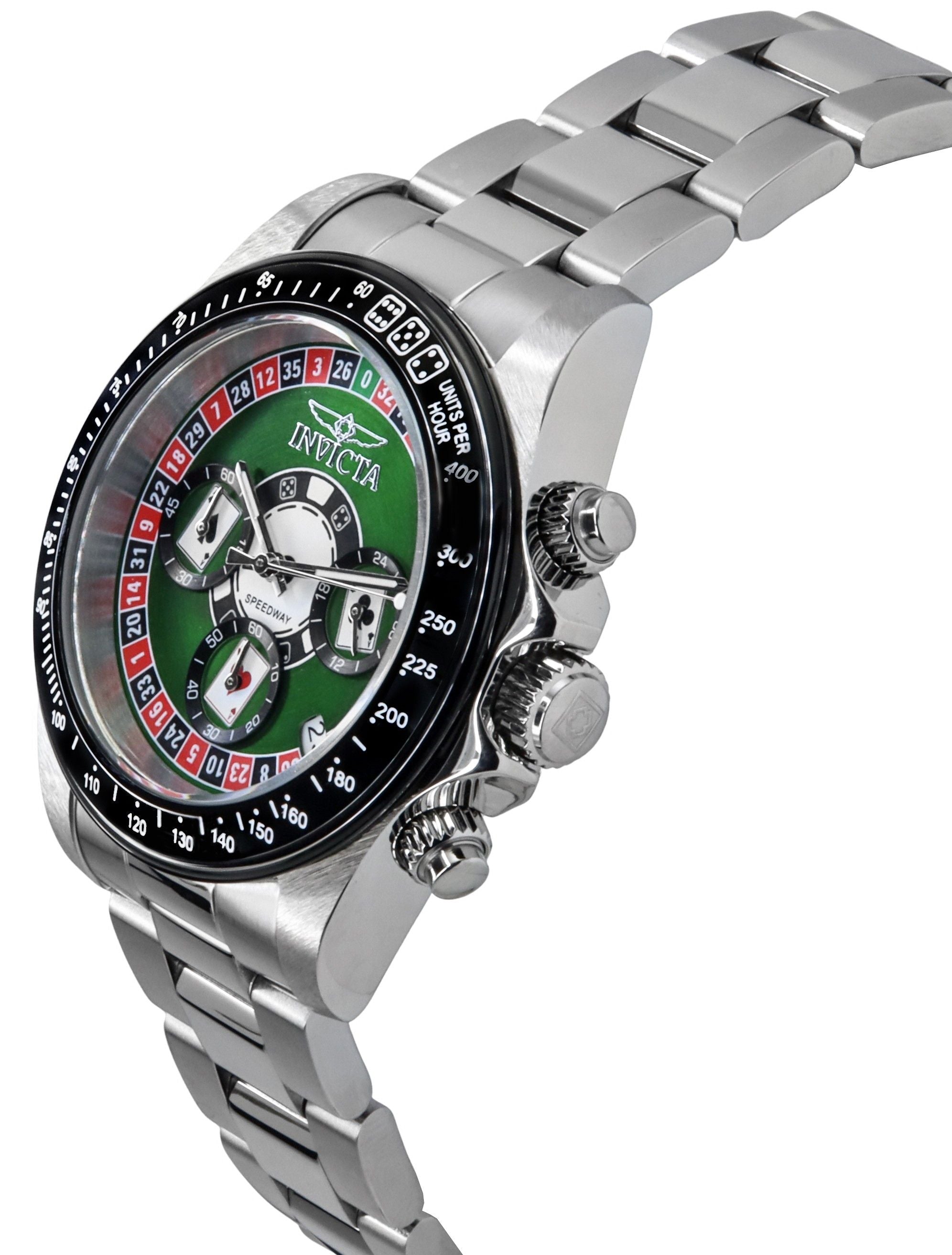 Invicta Speedway Roulette Casino Chronograph GMT Green Dial Quartz 44642 200M Men's Watch