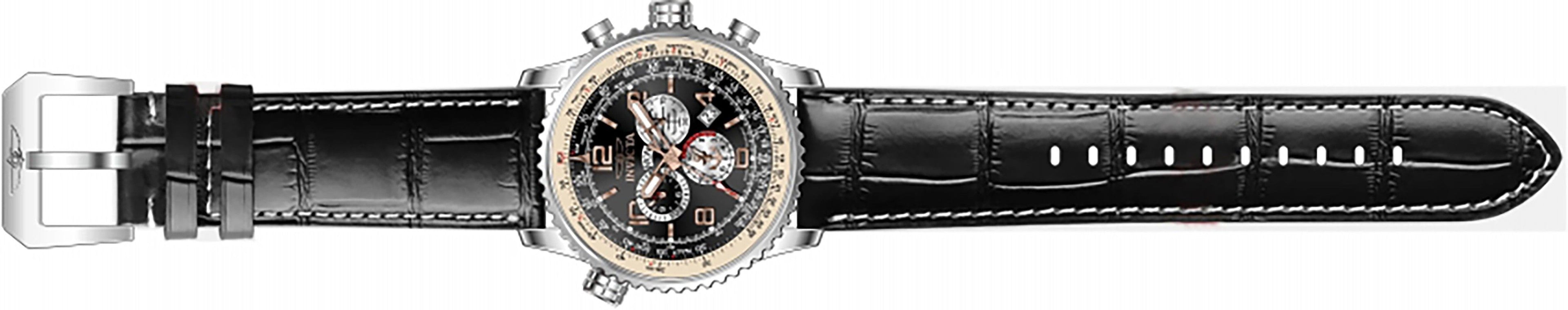 Invicta Ocean Voyage Chronograph Leather Strap Black Dial Quartz Diver's 47255 200M Men's Watch