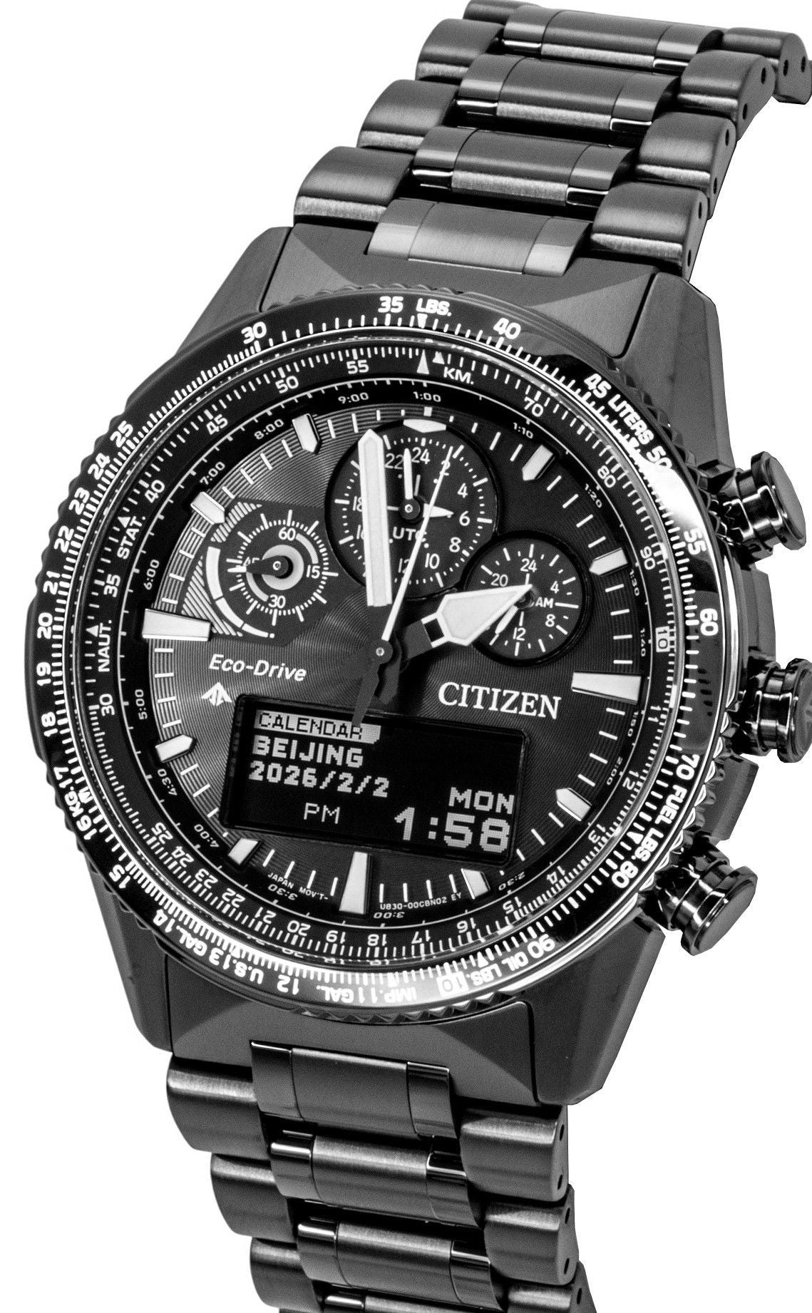 Citizen Promaster Skyhawk U830 Chronograph Black Dial Eco-Drive Diver's JV2005-58E 200M Men's Watch