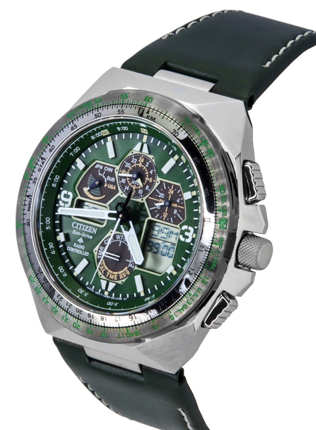 Citizen Promaster Skyhawk A-T Perpetual Calendar Chronograph Green Dial Eco-Drive Diver's JY8147-01X 200M Men's Watch