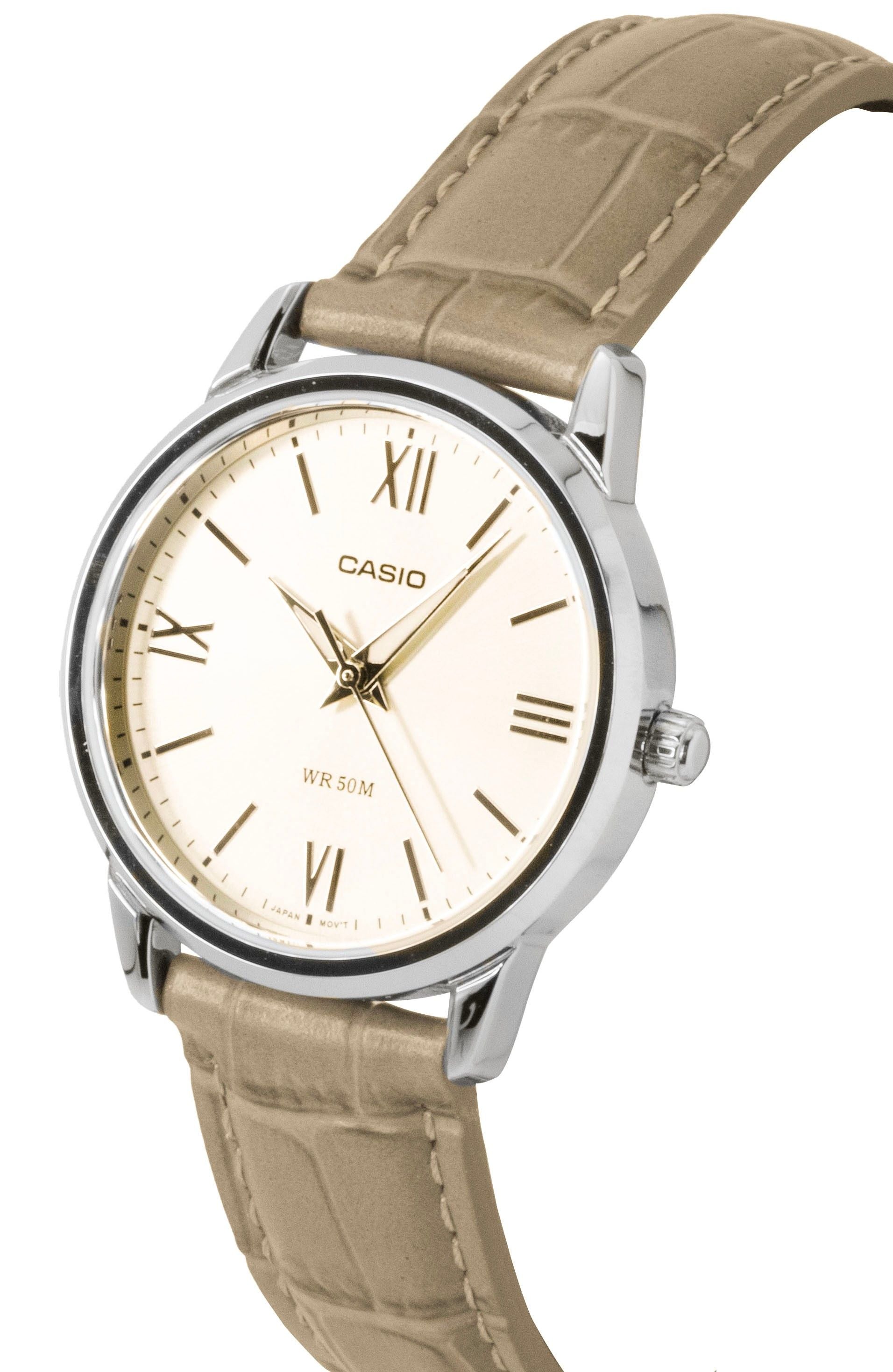 Casio Analog Leather Strap Gold Dial Quartz LTP-1303LL-7AV Women's Watch